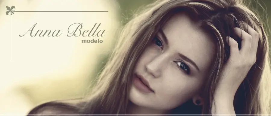 Photo from Anna Bela width your hat on hair and the left of the photo the name she and bottom a name model.